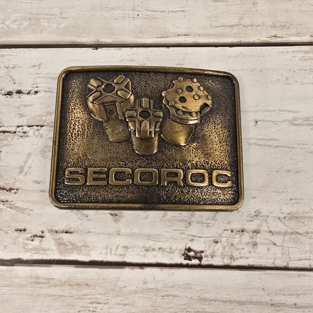 VTG Secoroc Mining Drill Bit Belt‎ Buckle Brass Tone Made in Canada Industrial